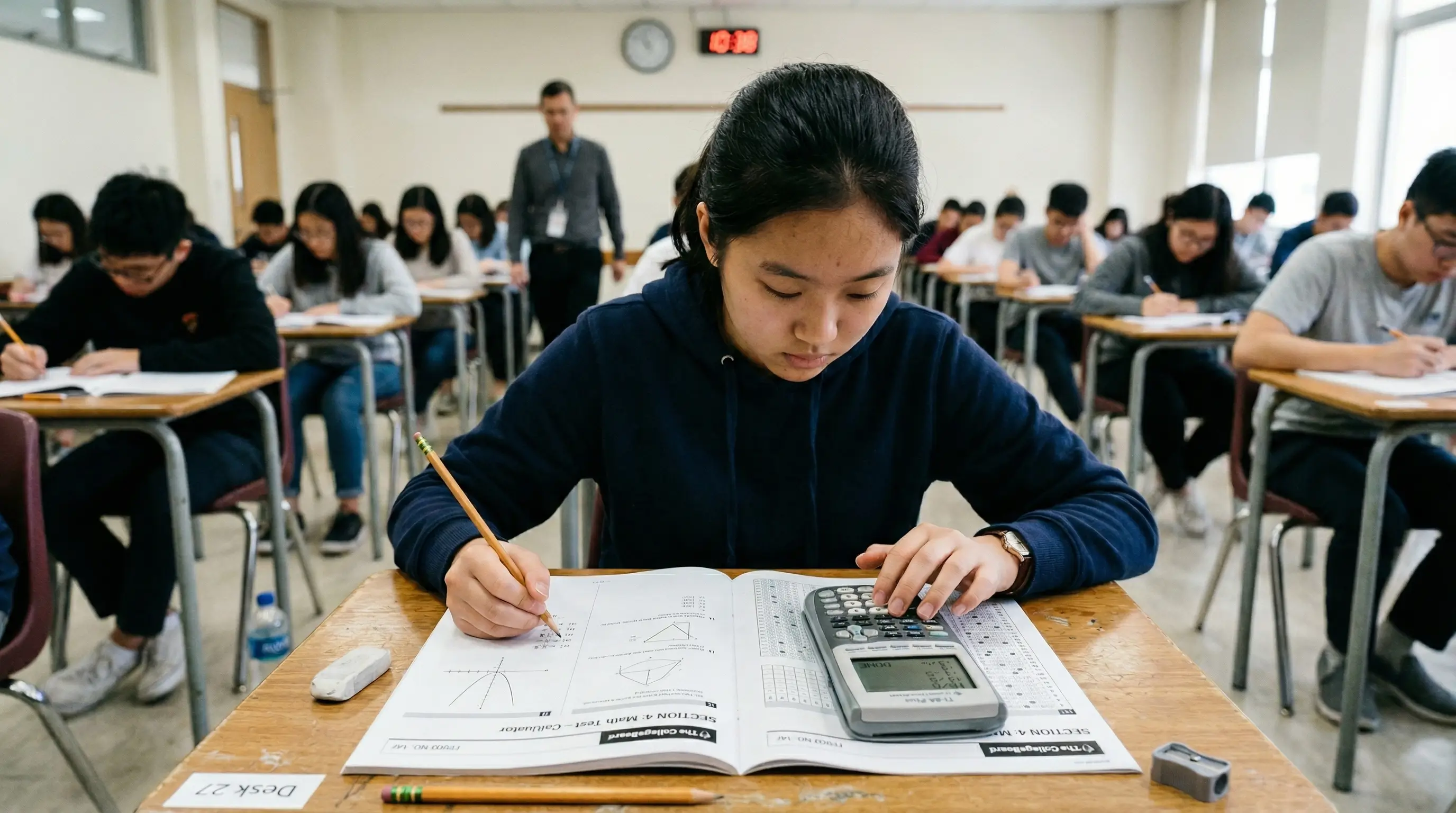 Student studying with TI-84 calculator — TI-84 Calculator Blog