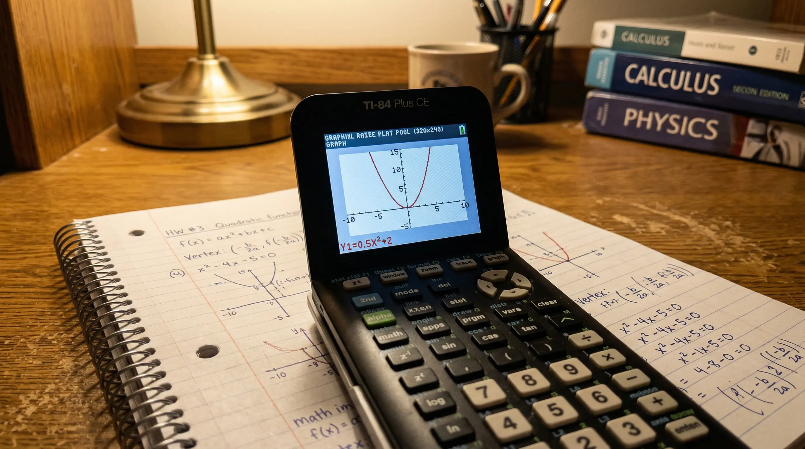 TI-84 calculator showing a graph on screen